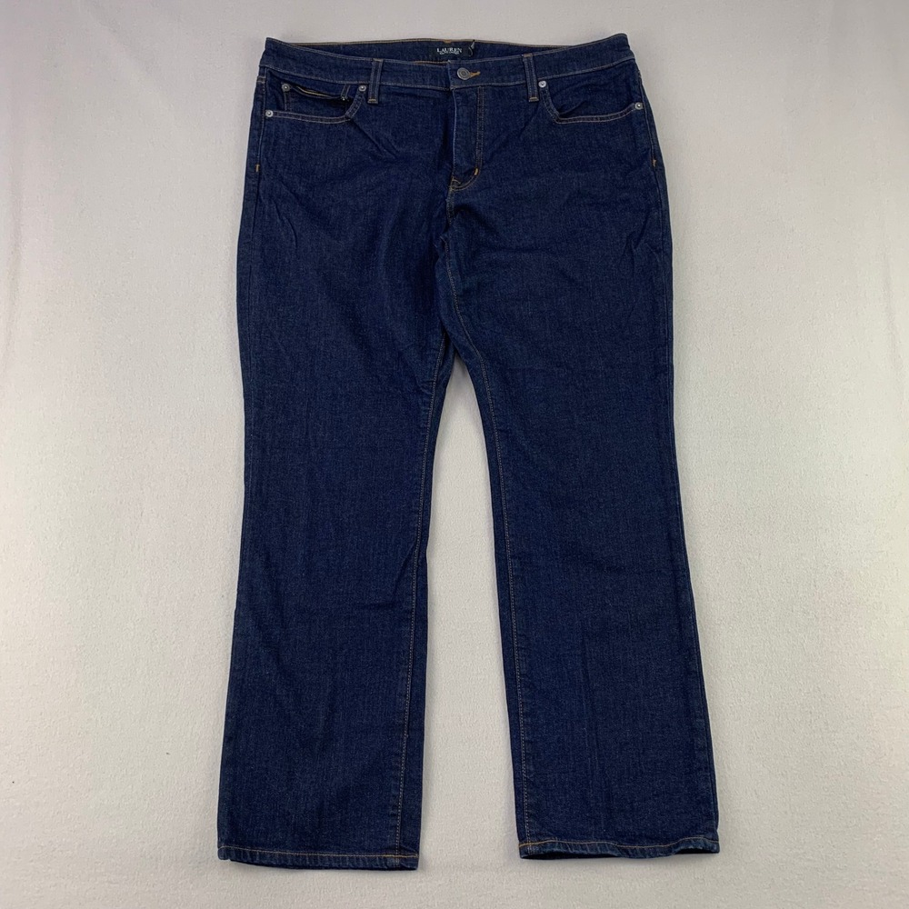 Lauren Ralph Lauren Jeans Womens 18 Blue Denim Dark Wash Straight Leg Workwear
